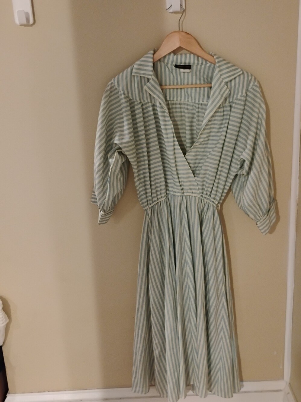Vintage 1980s Stuart Alan Pastel Striped Cottagecore Collared Dress